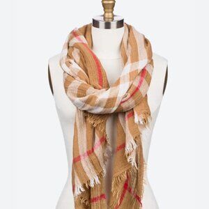 Brown plaid large scarf